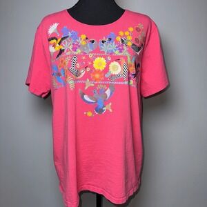 Sabaku Artwear Womens Pink Desert Birds Graphic T-Shirt Medium Nancy Lenehan USA